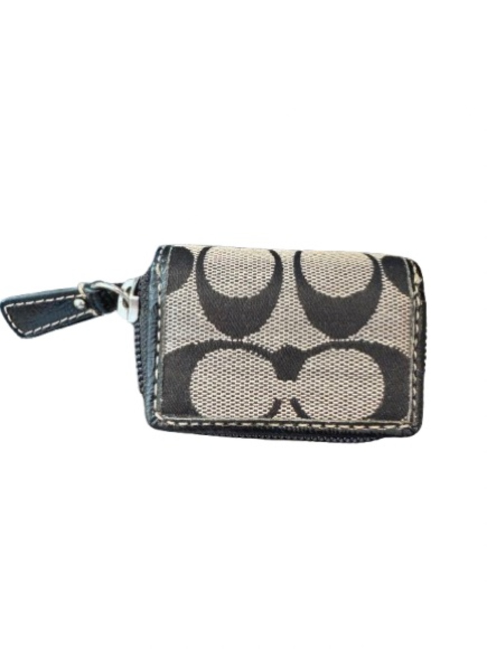 Vintage Coach Mini Logo Jacquard Zip Around with Mirror case - Picture 2 of 8